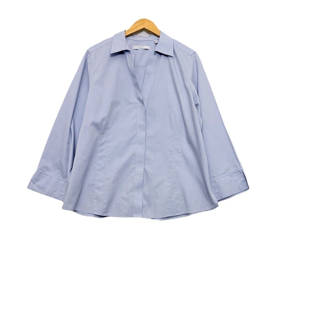 Foxcroft Button Down Shirt Womens Sz 18 Baby Blue Office Career Lightweight